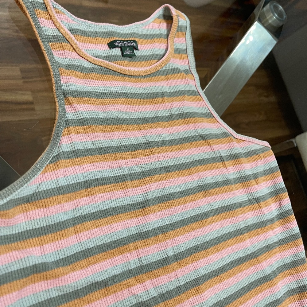 Target Racerback Mini Dress, M, Multi-Colored Stripes - Picture 2 of 4